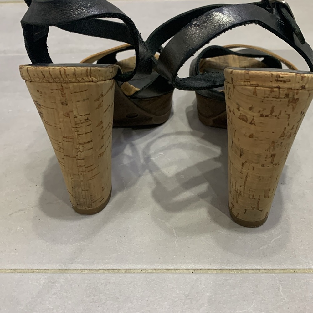 Portuguese Made Gorgeous Leather Cork Platform High Heels Sandals - Picture 3 of 11